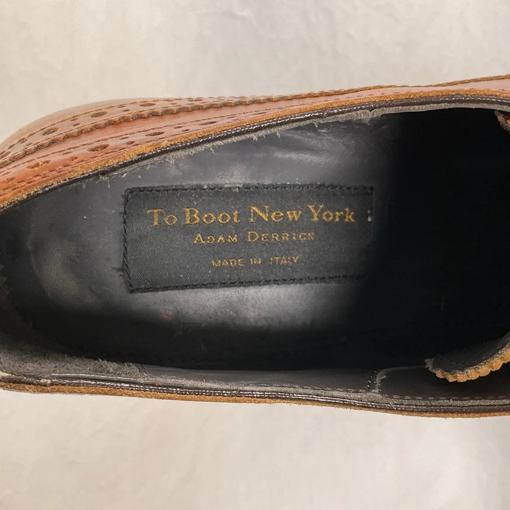 To Boot New York Adam‎ Derrick Mens 8 Brown Leather Wingtip Oxford Dress Italy